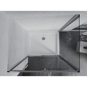 Mexen Apia výsuvná sprchová kabína 140 x 80 cm, transparentná, chróm + plochá sprchová vanička - 840-140-080-01-00-4010