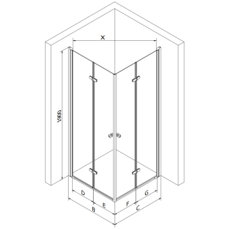Mexen Lima Duo skladací sprchovací kút 100 x 100 cm, transparentný, čierna - 856-100-100-50-00-02