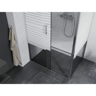 Mexen Apia vysúvací sprchovací kút 130 x 80 cm, transparentný/pruhy, chróm - 840-130-080-01-20