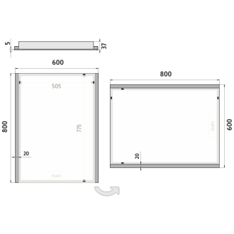 Nimco Séria 11000 ZP 11002 LED zrkadlo 600x800 rám hliníkový