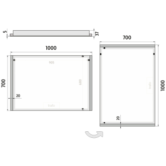 Nimco Séria 11000 ZP 11004 LED zrkadlo 1000x700 rám hliníkový