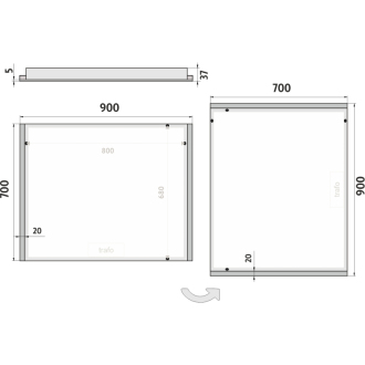 Nimco Séria 11000 ZP 11019 LED zrkadlo 900x700 rám hliníkový