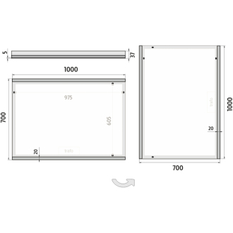 Nimco Séria 12000 ZP 12004 LED zrkadlo 1000x700 rám hliníkový