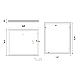 Nimco Séria 13000 ZP 13003 LED zrkadlo 800x700 rám hliníkový