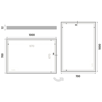 Nimco Séria 13000 ZP 13004 LED zrkadlo 1000x700 rám hliníkový