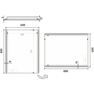 Nimco Séria 17000 ZP 17002 LED zrkadlo 600x800 rám hliníkový