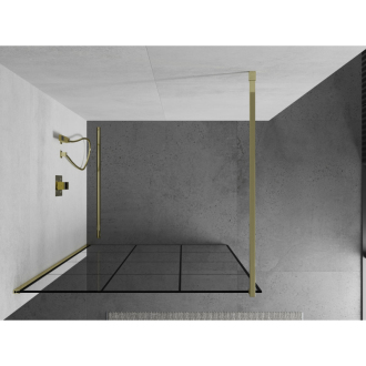 Sprchová stena Mexen Kyoto 120 x 200 cm, transparentný/čierny vzor 8 mm, zlatá - 800-120-101-50-77