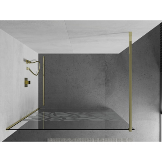 Sprchová stena Mexen Kyoto 90 x 200 cm, transparentný/biely vzor 8 mm, zlatá - 800-090-101-50-85