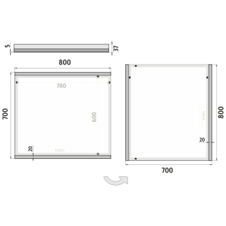 NIMCO LED zrkadlo 800x700 ZP 12003