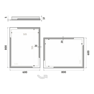 Nimco Séria 14000 ZP 14002 LED zrkadlo 600x800 rám hliníkový