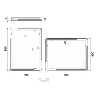 Nimco Séria 15000 ZP 15002 LED zrkadlo 600x800 rám hliníkový