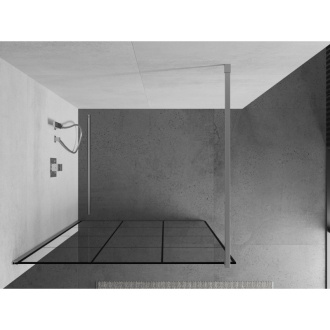 Sprchová stena Mexen Kyoto 120 x 200 cm, transparent/čierny vzor 8 mm, chróm - 800-120-101-01-77