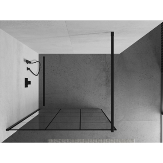 Sprchová stena Mexen Kyoto 110 x 200 cm, transparentný/čierny vzor 8 mm, čierna - 800-110-101-70-77