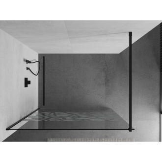 Sprchová stena Mexen Kyoto 120 x 200 cm, transparentný/biely vzor 8 mm, čierna - 800-120-101-70-85