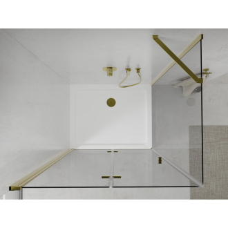 Mexen Lima skladací sprchovací kút 80 x 90 cm, transparentná, zlatá + plochá sprchová vanička - 856-080-090-50-00-4010
