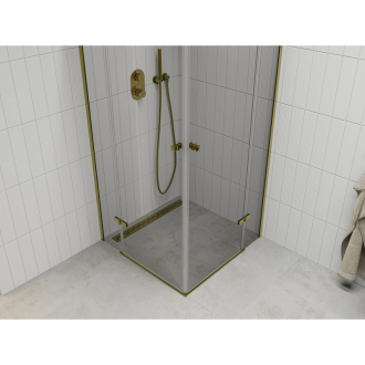 Mexen Roma Duo sklopná sprchová kabína 90 x 90 cm, priehľadná, zlatá - 854-090-090-50-00-02