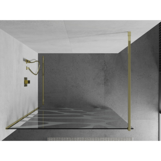 Sprchová stena Mexen Kyoto 90 x 200 cm, transparentný/biely vzor 8 mm, zlatá - 800-090-101-50-97