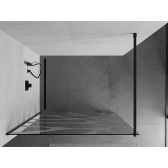 Sprchová stena Mexen Kyoto 90 x 200 cm, transparentný/biely vzor 8 mm, čierna - 800-090-101-70-97