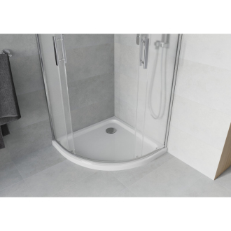 Sprchovací kút Mexen Rio polkruhový 80 x 80 cm, mráz, chróm + sprchová vanička plochá, biela - 863-080-080-01-30-4110