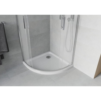 Sprchovací kút Mexen Rio polkruhový 90 x 90 cm, mráz, chróm + sprchová vanička plochá, biela - 863-090-090-01-30-4110