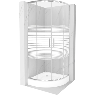 Sprchovací kút Mexen Rio polkruhový 70 x 70 cm, mráz, chróm + sprchová vanička Rio, biela - 863-070-070-01-20-4710