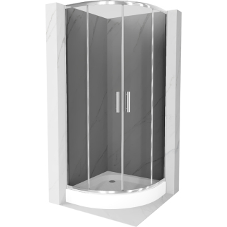 Sprchovací kút Mexen Rio polkruhový 70 x 70 cm, grafit, chróm + sprchová vanička Rio, biela - 863-070-070-01-40-4710