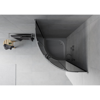 Sprchovací kút Mexen Rio polkruhový 70 x 70 cm, grafit, chróm + sprchová vanička Rio, biela - 863-070-070-01-40-4710