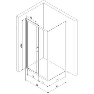 Mexen Apia výsuvný sprchovací kút 125 x 70 cm, transparentný, chróm - 840-125-070-01-00