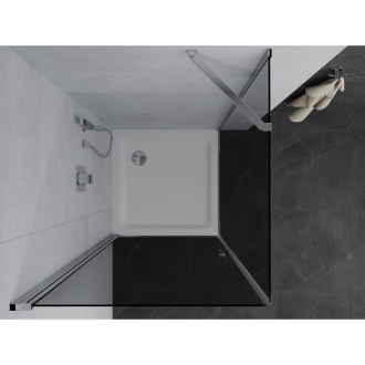 Mexen Pretoria sklopná sprchová kabína 90 x 90 cm, grafit, chróm + plochá sprchová vanička - 852-090-090-01-40-4010