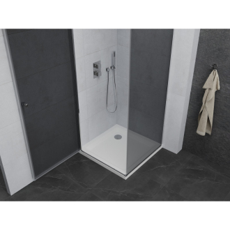 Mexen Pretoria sklopná sprchová kabína 90 x 90 cm, grafit, chróm + plochá sprchová vanička - 852-090-090-01-40-4010