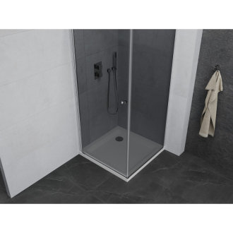 Mexen Pretoria sklopná sprchová kabína 90 x 90 cm, grafit, chróm + plochá sprchová vanička - 852-090-090-01-40-4010