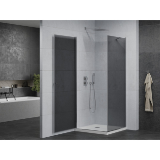 Mexen Pretoria sklopná sprchová kabína 90 x 90 cm, grafit, chróm + plochá sprchová vanička - 852-090-090-01-40-4010