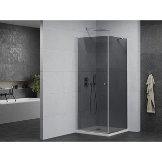 Mexen Pretoria sklopná sprchová kabína 90 x 90 cm, grafit, chróm + plochá sprchová vanička - 852-090-090-01-40-4010