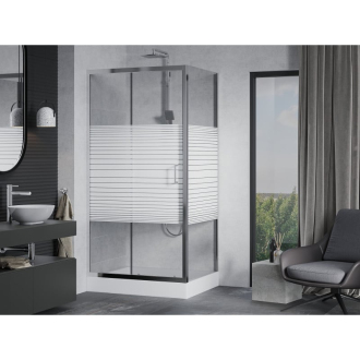 Mexen Apia výsuvná sprchová kabína 120 x 90 cm, pásy, chróm + sprchová vanička Rio - 840-120-090-01-20-4510