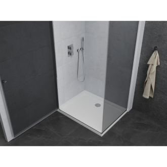 Mexen Pretoria sklopná sprchová kabína 90 x 80 cm, grafit, chróm + plochá sprchová vanička - 852-090-080-01-40-4010