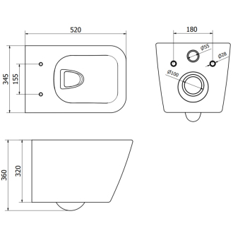 MEXEN CUBE RIMLESS SLIM závesný klozet DUROPLAST 30924000