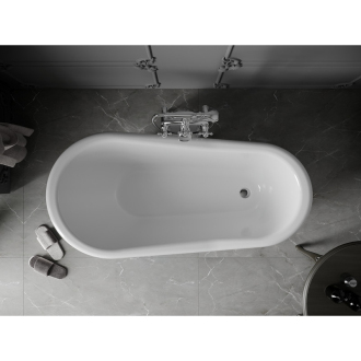 Mexen Retro voľne stojaca vaňa 150 x 73 cm biele/čierne chrómové nohy - 53251507375-00