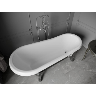 Mexen Retro voľne stojaca vaňa 170 x 75 cm biele/čierne chrómové nohy - 53251707575-00