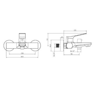 Invena NERI BW-01-004-L Vaňová batéria, čierna