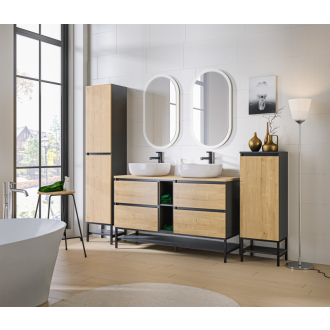 COMAD MONAKO GREY OAK 811 Spodná skrinka 40cm s košom na bielizeň