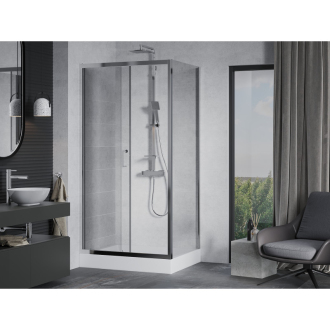 Mexen Apia výsuvná sprchová kabína 120 x 90 cm, transparentná, chróm + sprchová vanička Rio - 840-120-090-01-00-4510