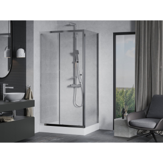 Mexen Apia výsuvná sprchová kabína 120 x 90 cm, transparentná, chróm + sprchová vanička Rio - 840-120-090-01-00-4510