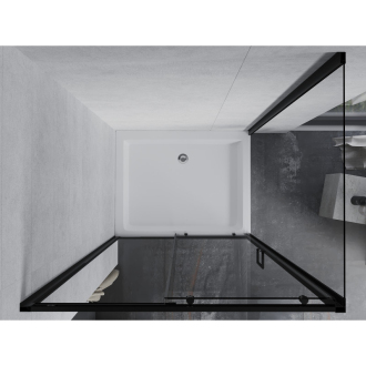 Mexen Apia výsuvná sprchová kabína 100 x 80 cm, priehľadná, čierna + sprchová vanička Rio - 840-100-080-70-00-4510