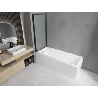 Mexen Cubik obdĺžniková vaňa 150 x 70 cm s plášťom a jednokrídlovou zástenou 70 cm, čierny vzor - 550315070X9307017070