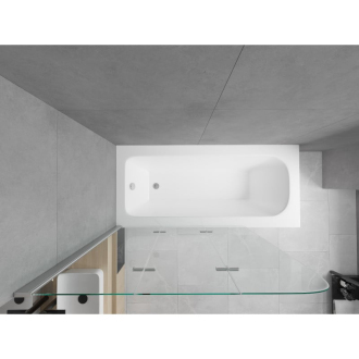Mexen Vega obdĺžniková vaňa 180 x 80 cm s plášťom a 3 krídlovou zástenou 120 cm, transparentná, chróm - 550118080X9012030100