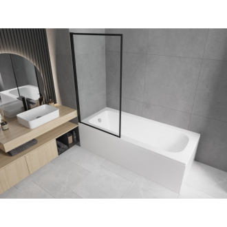 Mexen Vega obdĺžniková vaňa 180 x 80 cm s plášťom a 1 krídlovou zástenou 80 cm, čierny vzor - 550118080X9308017070