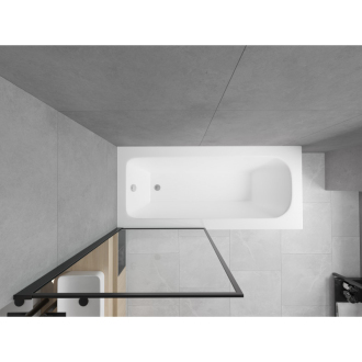 Mexen Vega obdĺžniková vaňa 180 x 80 cm s plášťom a 1 krídlovou zástenou 80 cm, čierny vzor - 550118080X9308017070