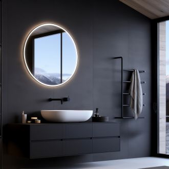 Nimco ZPC 28000R-90 Čierne okrúhle LED zrkadlo pr. 600