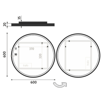 Nimco ZPC 28000R-90 Čierne okrúhle LED zrkadlo pr. 600