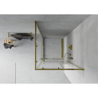 Mexen Rio štvorcový sprchovací kút 90 x 90 cm, pruhy, zlatá - 860-090-090-50-20